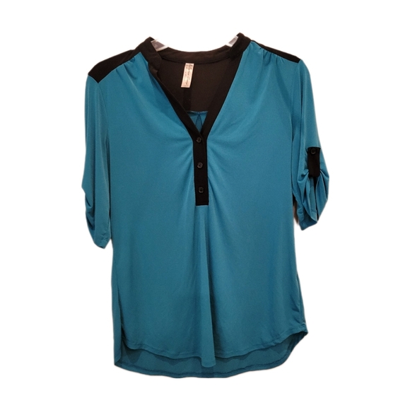 Pen Seption Concept Tops - Black and blue blouse